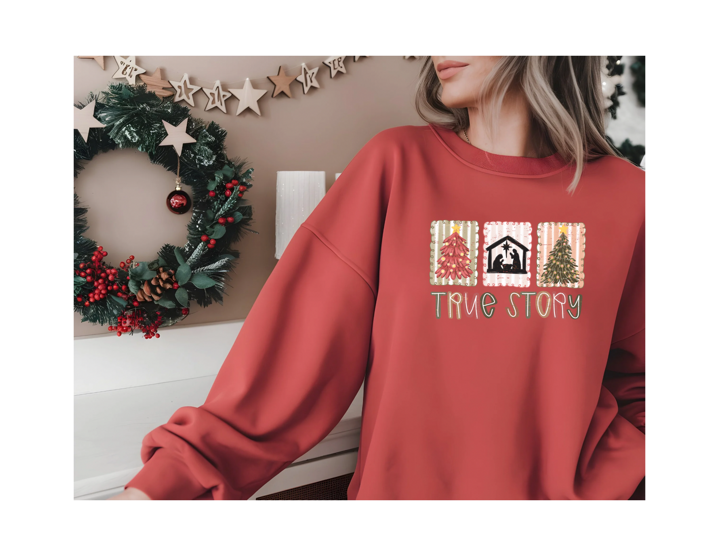 PLUS TRUE STORY LONG SLEEVE DTG PRINT SHIRT