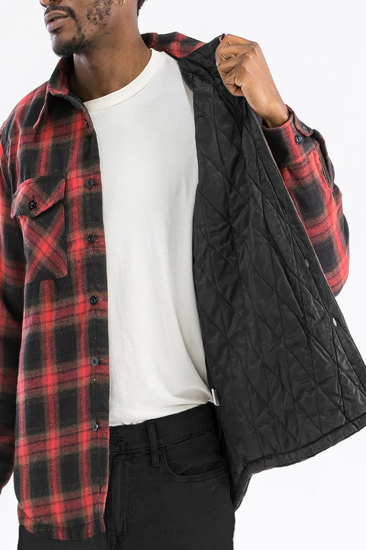 Mens Quilted Padded Flannel