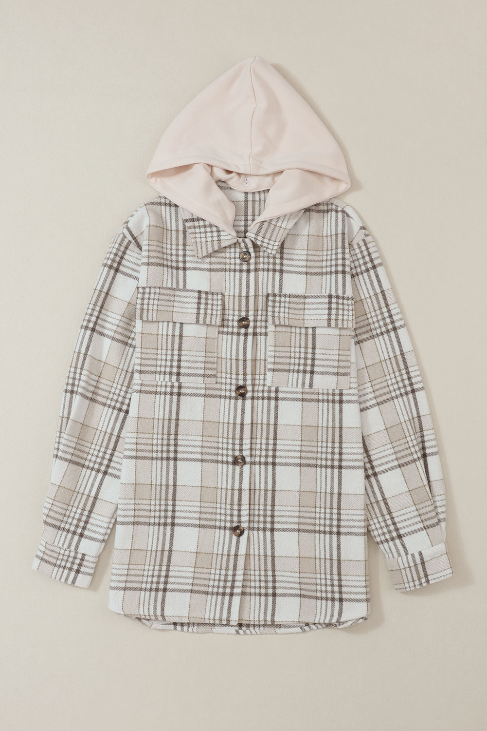 Plaid Removable Hood Buttoned Shacket