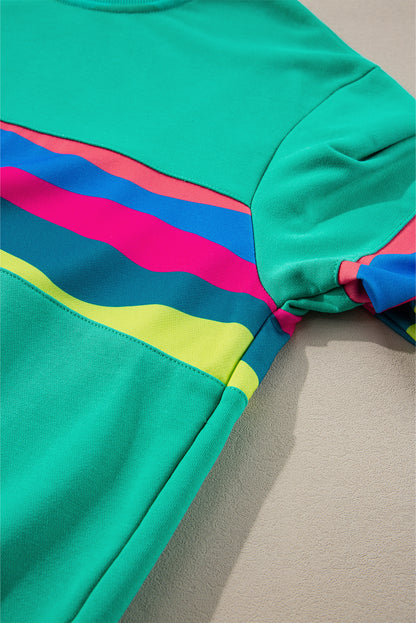 Colorful Striped Accent Long Sleeve T Shirt