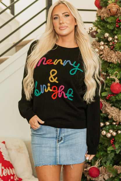 Merry & Bright Tinsel Graphic Sweater