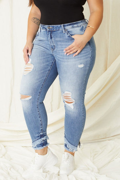 Kan Can USA Plus Mid Rise Ankle Skinny Jeans