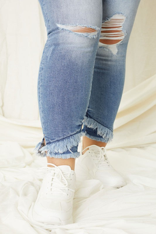 Kan Can USA Plus Mid Rise Ankle Skinny Jeans