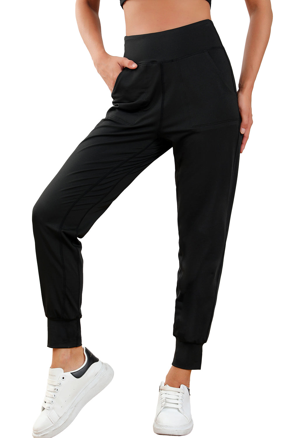 Exposed Seam High Waist Pocketed Joggers