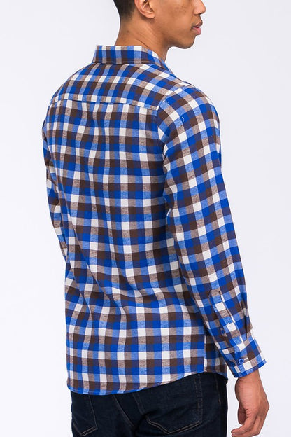 Weiv Regular Fit Checker Plaid Flannel Long Sleeve