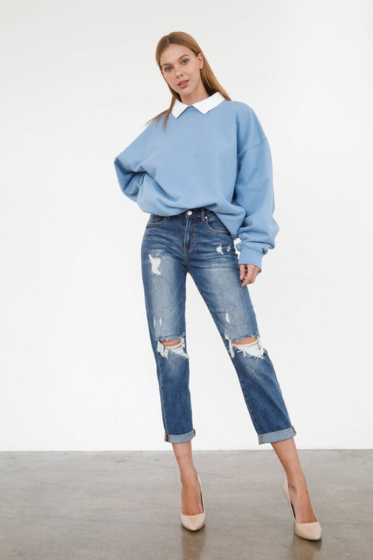 INSANE GENE HIGH RISE GIRLFRIEND JEANS