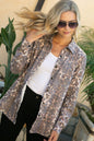 CHEETAH FLEECE LINED BUTTON DOWN PLUS SHIRT TOP