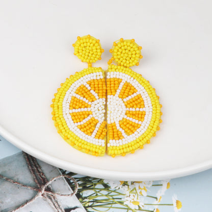 Orange Slice Beaded Earrings