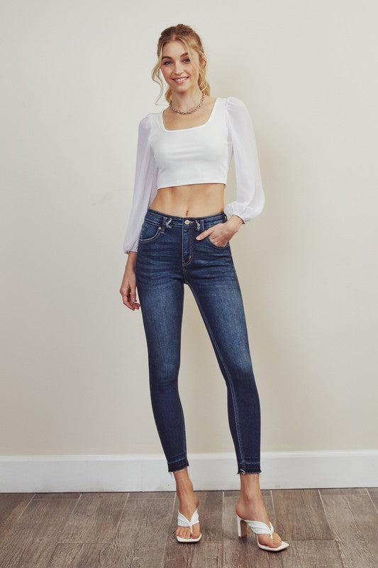 Kan Can High Rise Ankle Skinny Jeans