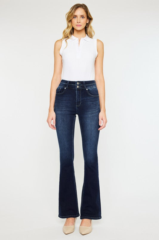 Kan Can High Rise Wide Waistband Skinny Bootcut