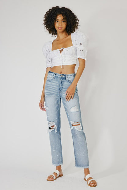 Kan Can High Rise Slim Straight Jeans