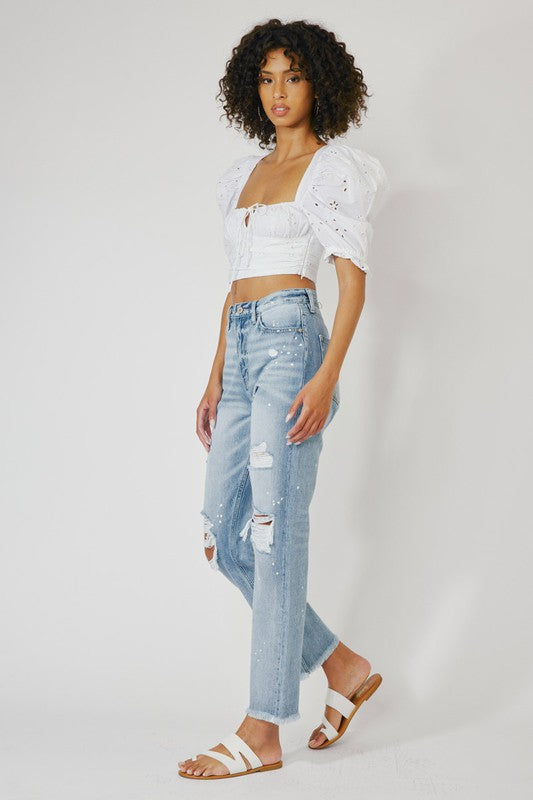 Kan Can High Rise Slim Straight Jeans