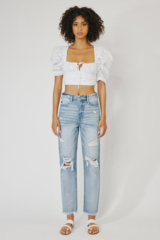 Kan Can High Rise Slim Straight Jeans