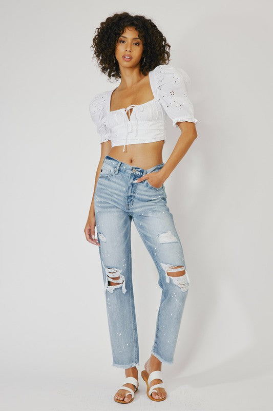 Kan Can High Rise Slim Straight Jeans