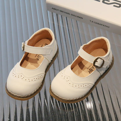 Girls' Casual Solid Color Leather Shoes