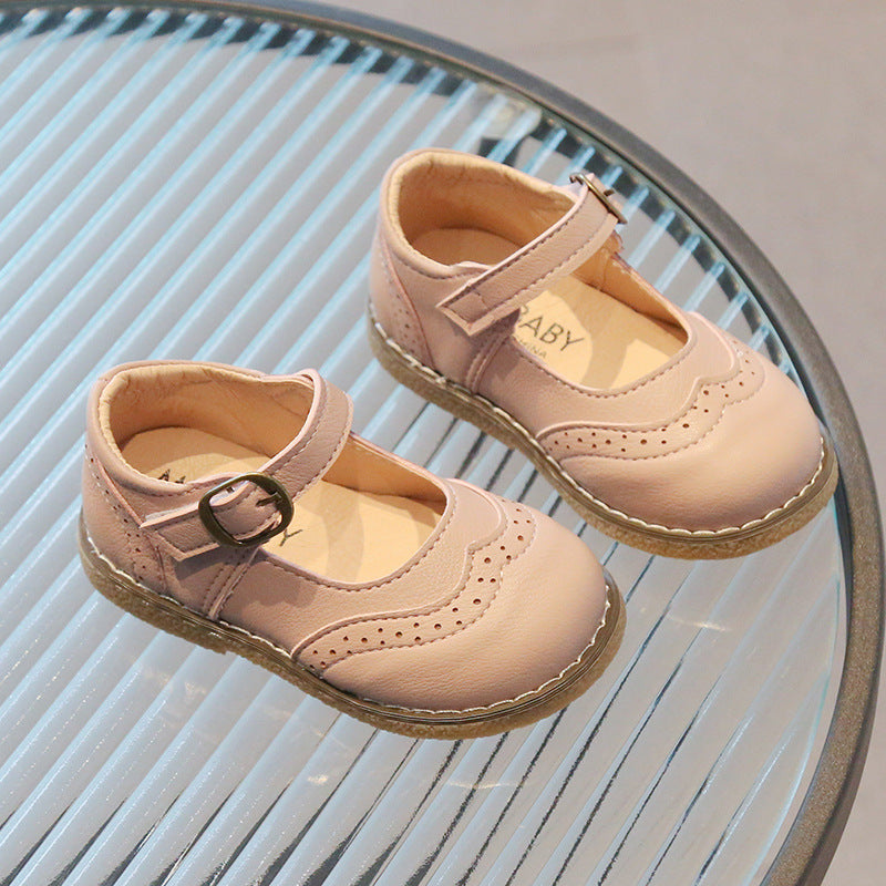 Girls' Casual Solid Color Leather Shoes