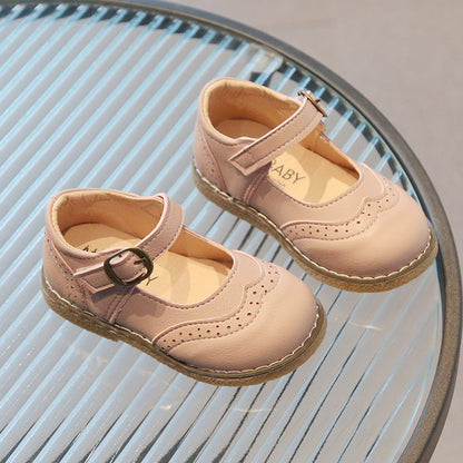 Girls' Casual Solid Color Leather Shoes