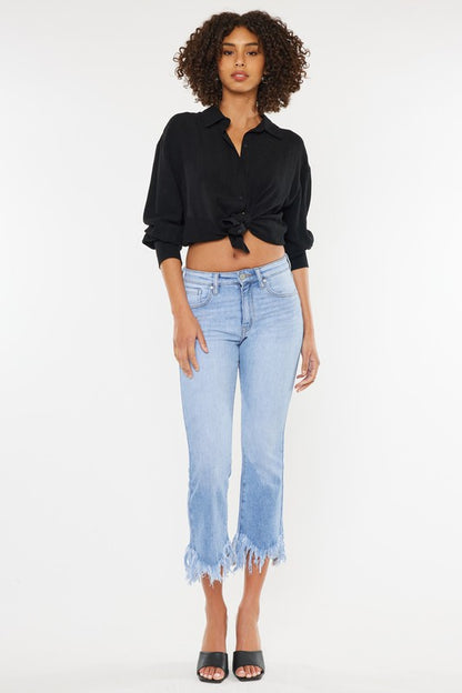 Kan Can High Rise Crop Bootcut Denim Pants