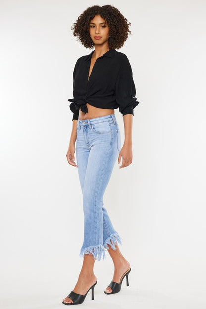 Kan Can High Rise Crop Bootcut Denim Pants