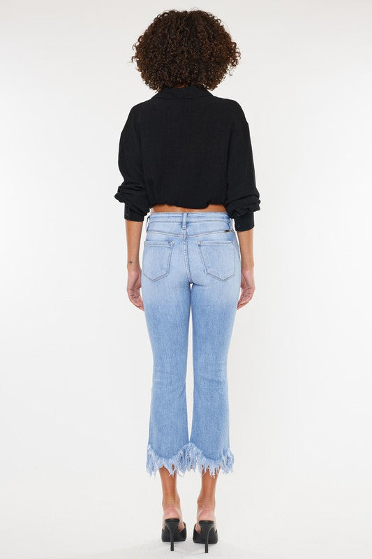 Kan Can High Rise Crop Bootcut Denim Pants