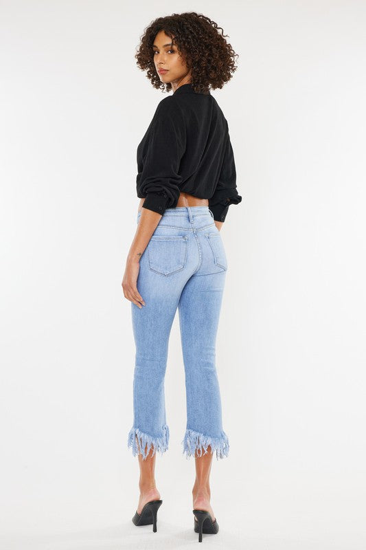 Kan Can High Rise Crop Bootcut Denim Pants