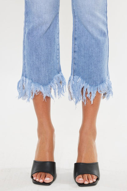 Kan Can High Rise Crop Bootcut Denim Pants