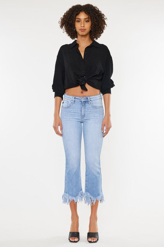 Kan Can High Rise Crop Bootcut Denim Pants