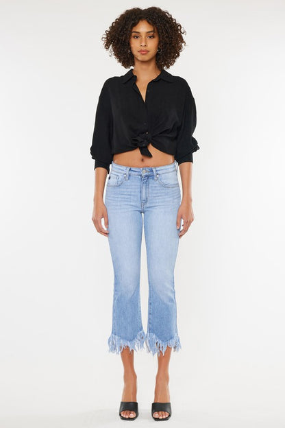 Kan Can High Rise Crop Bootcut Denim Pants