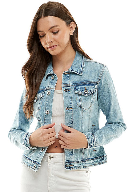 Spandex  Ladies  Casual Denim Jacket