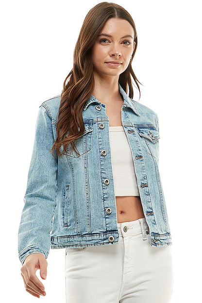 Spandex  Ladies  Casual Denim Jacket