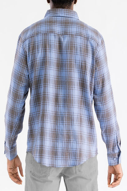 LONG SLEEVE FLANNEL FULL PLAID CHECKERED SHIRT