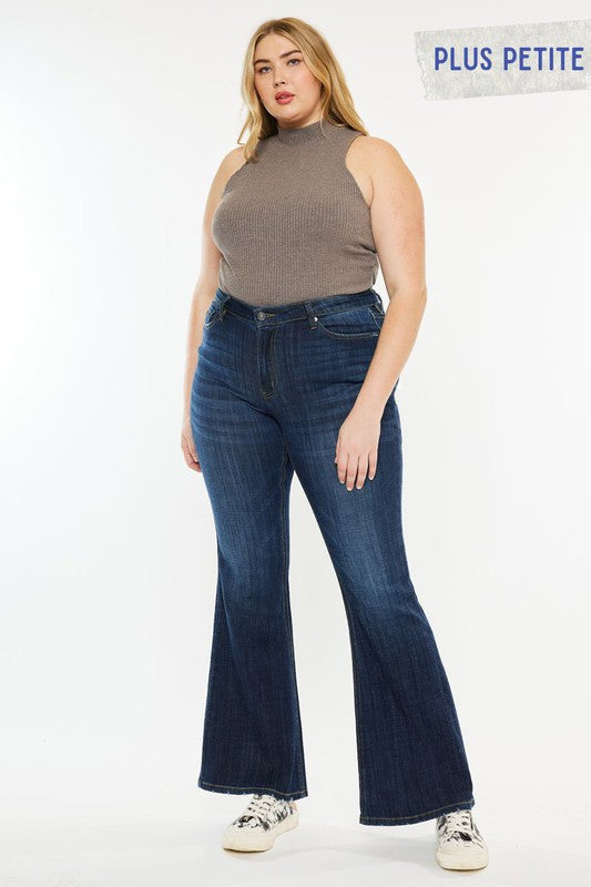 Kan Can USA Plus Petite Dark Wash Mid Rise Flare Jeans