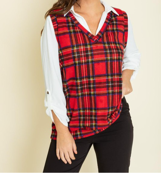 Red Plaid Vest