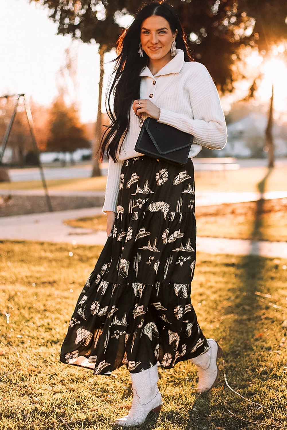 Wild Horses Tiered Ruffled High Waist Maxi Skirt