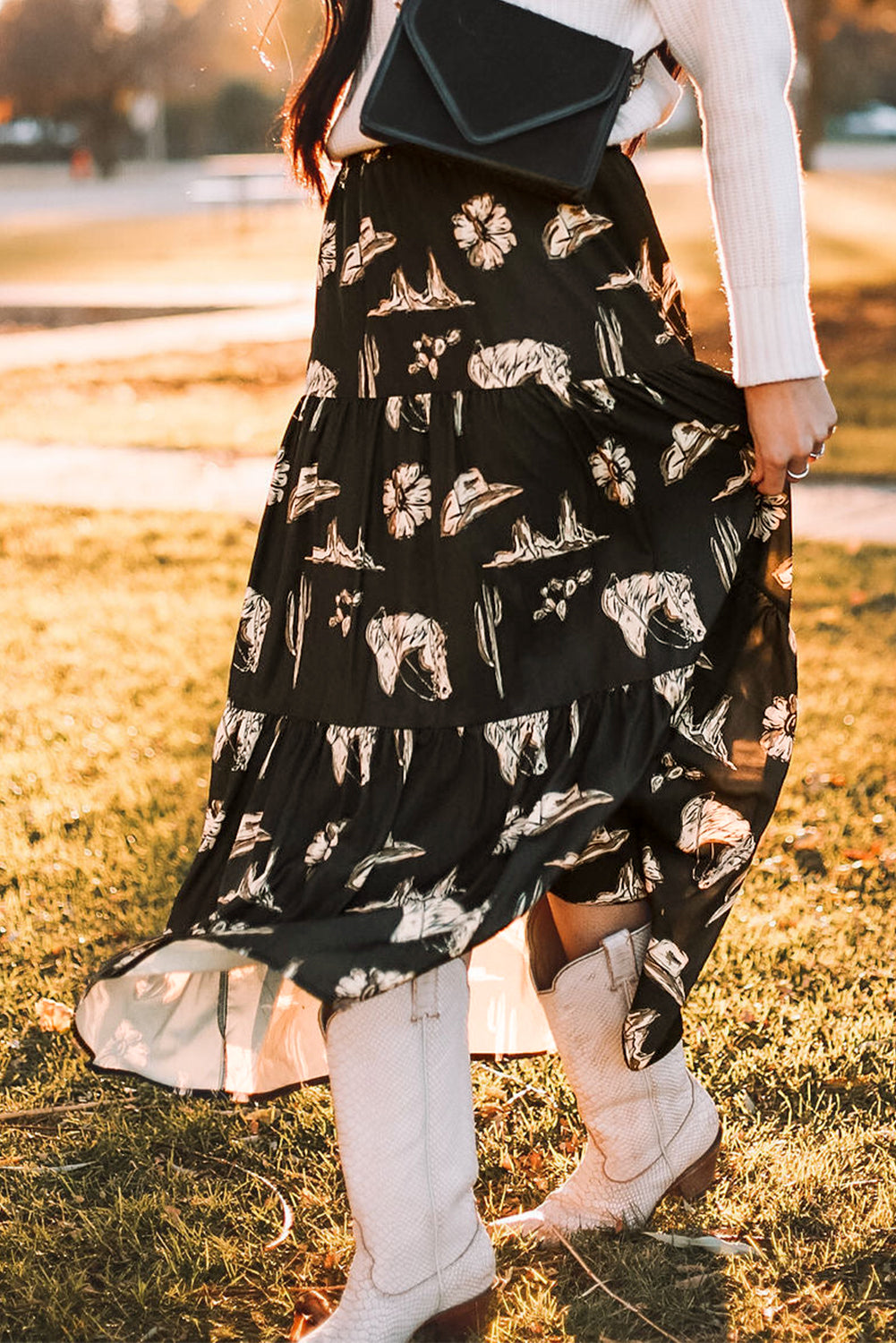 Wild Horses Tiered Ruffled High Waist Maxi Skirt