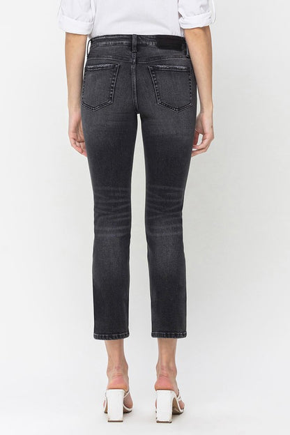 Flying Monkey Mid Rise Crop Slim Straight Jeans