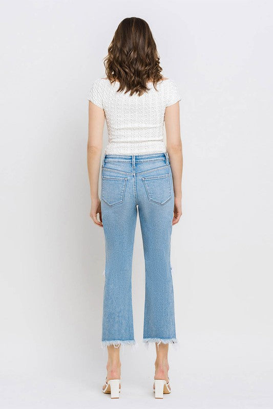 Vervet by Flying Monkey High Rise Frayed Hem Crop Straight Jeans