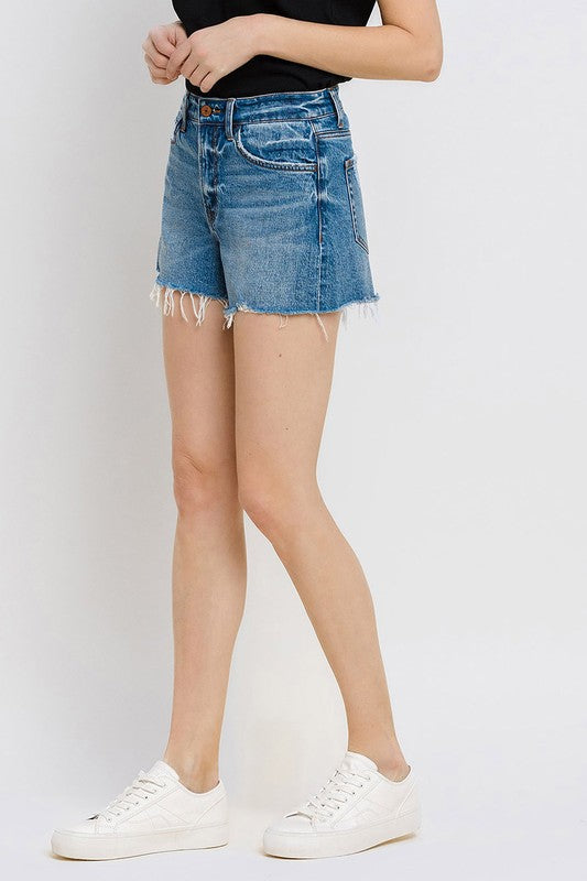 Vervet by Flying Monkey High Rise Distressed Hem A-Line Shorts