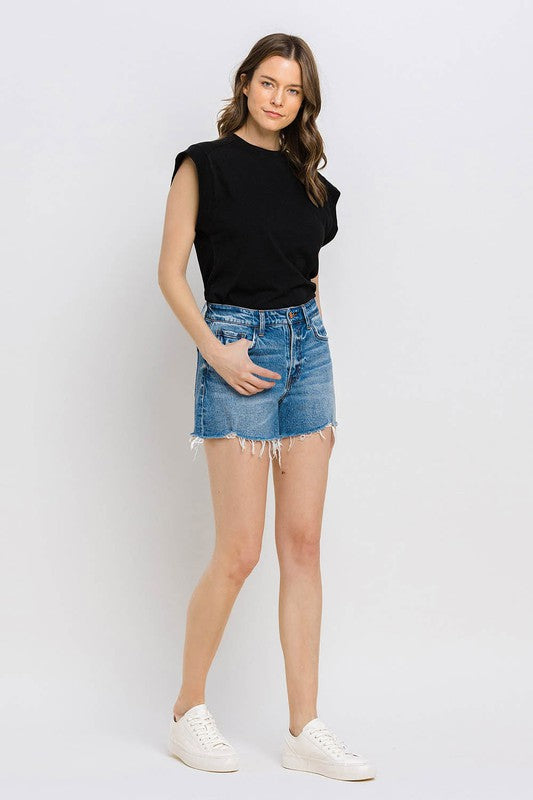 Vervet by Flying Monkey High Rise Distressed Hem A-Line Shorts