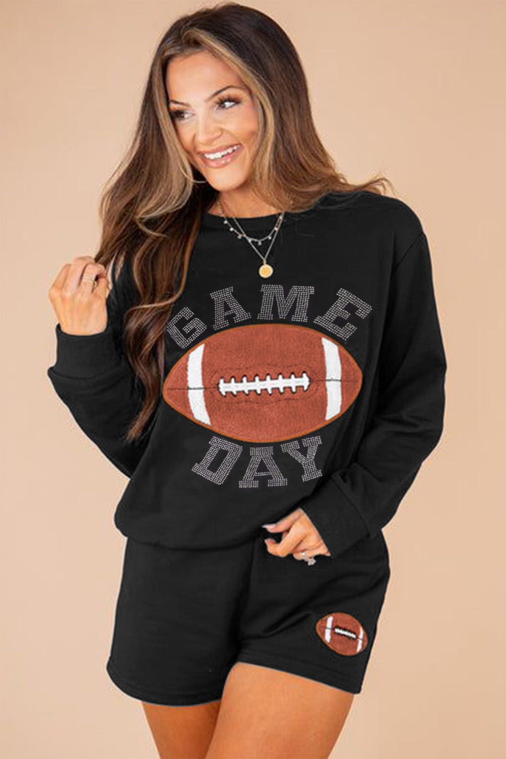 GAME DAY Football Graphic Pullover and Shorts Casual Outfit