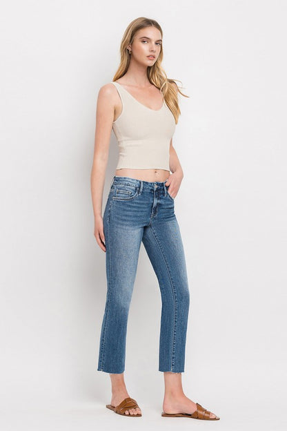 Vervet by Flying Monkey Mid Rise Crop Slim Straight Jeans