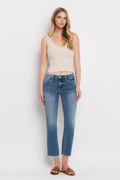 Vervet by Flying Monkey Mid Rise Crop Slim Straight Jeans