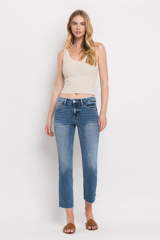 Vervet by Flying Monkey Mid Rise Crop Slim Straight Jeans