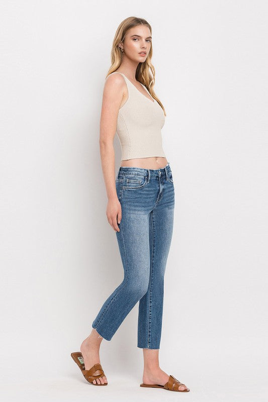 Vervet by Flying Monkey Mid Rise Crop Slim Straight Jeans