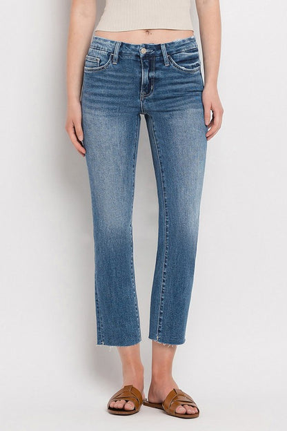 Vervet by Flying Monkey Mid Rise Crop Slim Straight Jeans