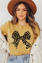 Vintage Checkered Bow Graphic T Shirts