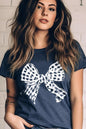 Vintage Checkered Bow Graphic T Shirts