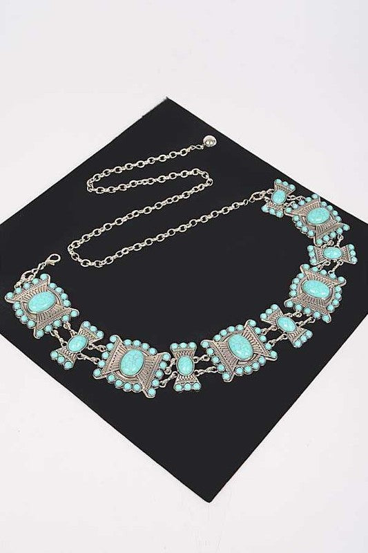 Plus Size Turquoise Western Chain Belt