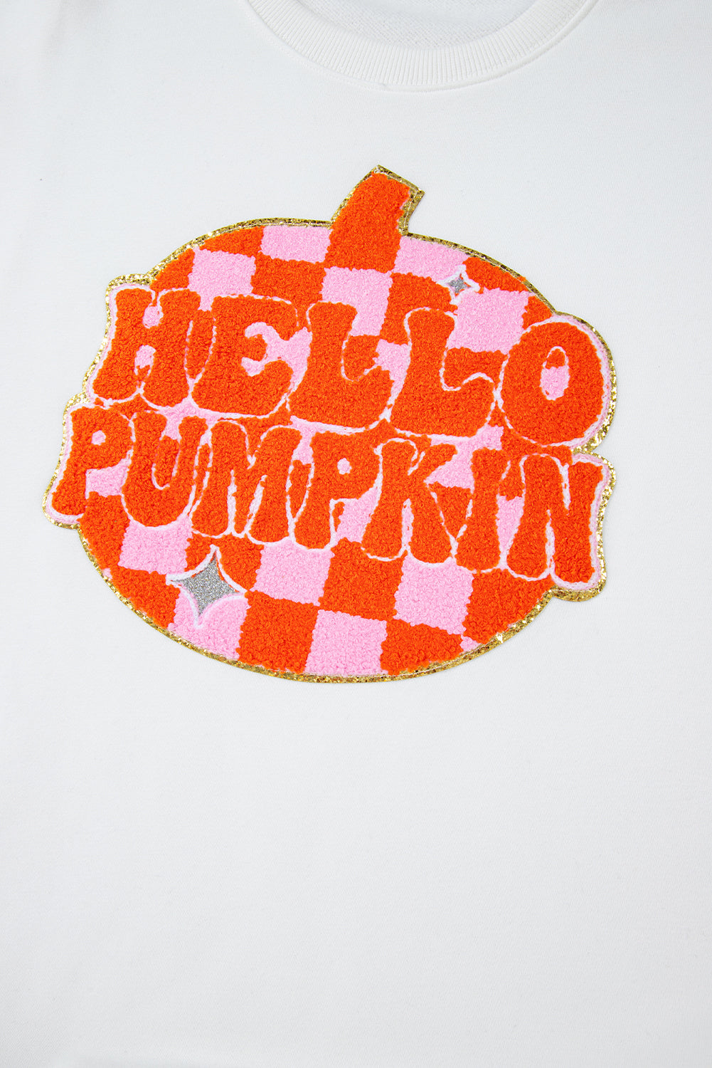 Terry Halloween Pumpkin Patched Pattern Pullover Sweatshirt