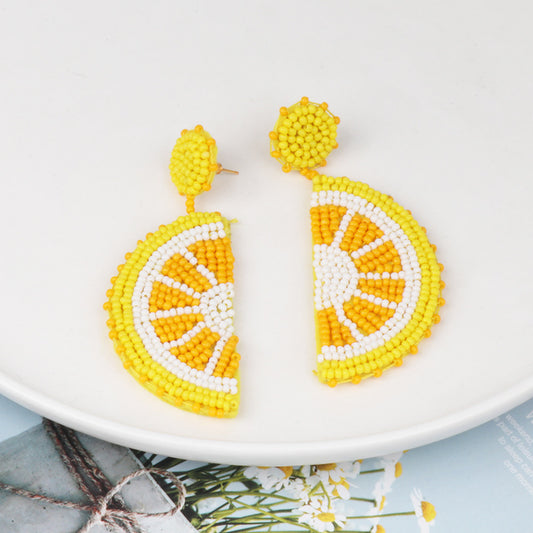 Orange Slice Beaded Earrings